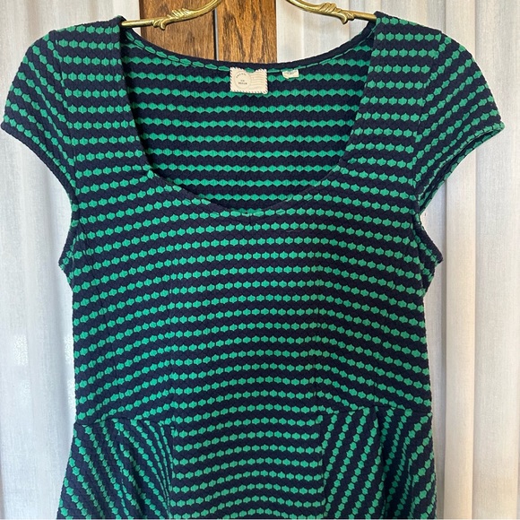Anthropologie Postmark Blue Green Peplum Top - Picture 2 of 8